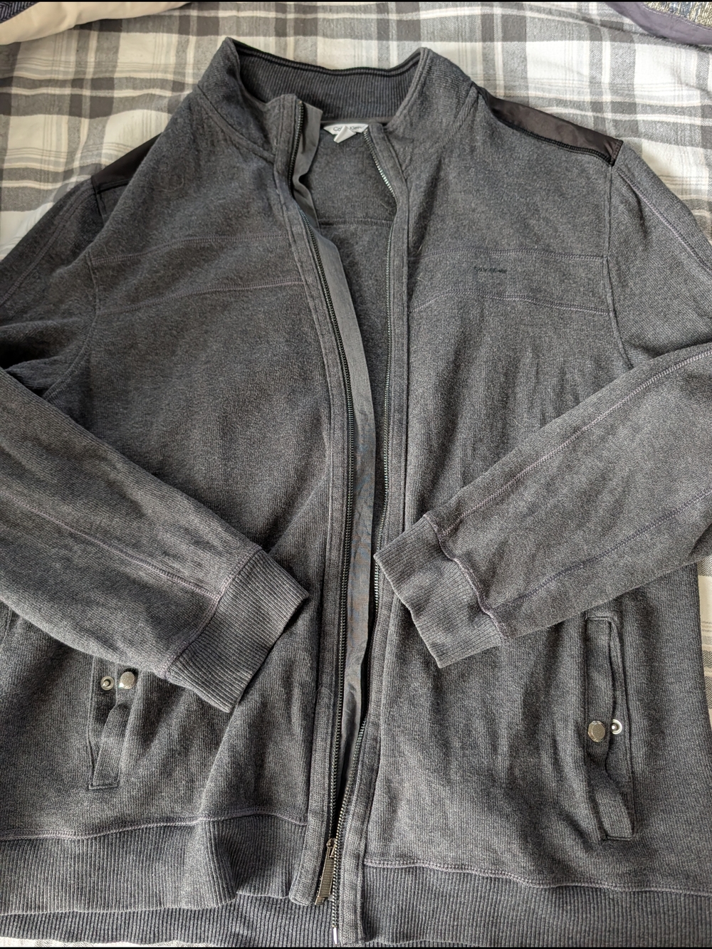 Men's Gray Full-Zip Sweater Jacket